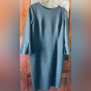 Marycrafts Gray bell-sleeve knee length sheath dress SZ 14